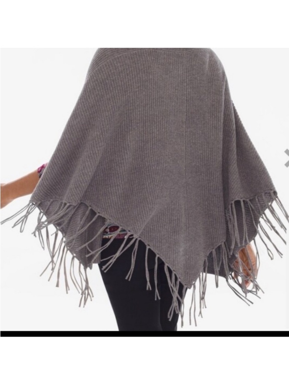 Chico's Beige Open-Knit Fringe Wrap Cardigan - Picture 4 of 13